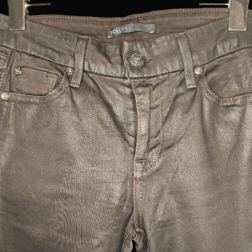 FIDELITY Brown Leatherteen Skinny Jeans- 27 - Picture 4 of 7